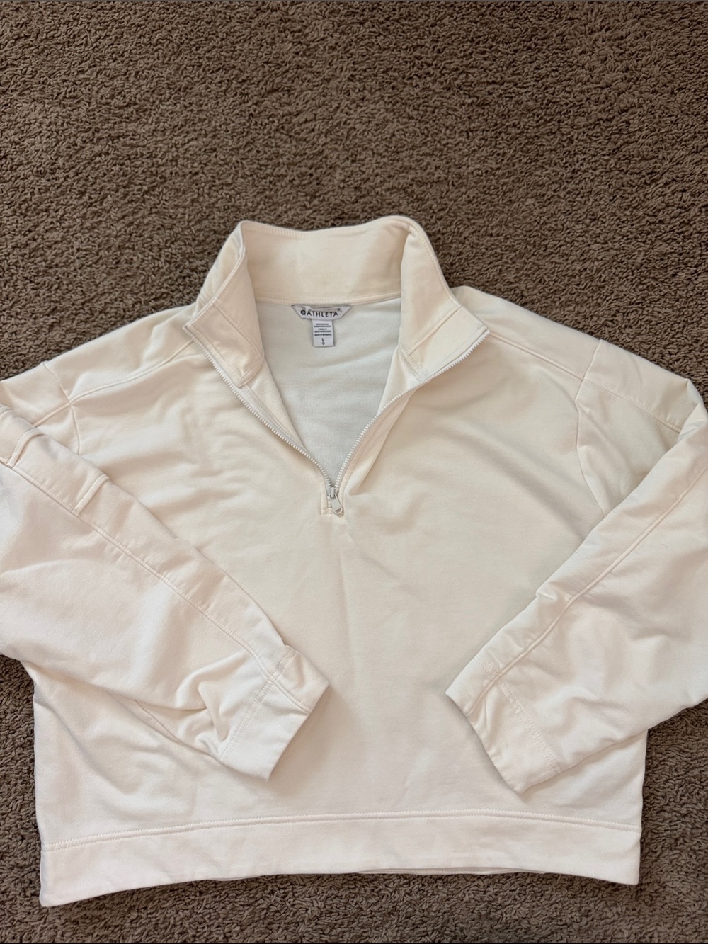 Athleta Cream Quarter-Zip Pullover